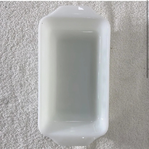 Vintage Milk Glass Green Daisy Flower Loaf  Pan - Picture 2 of 11